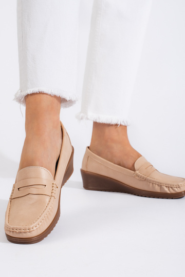 Mocassins femme beige 2