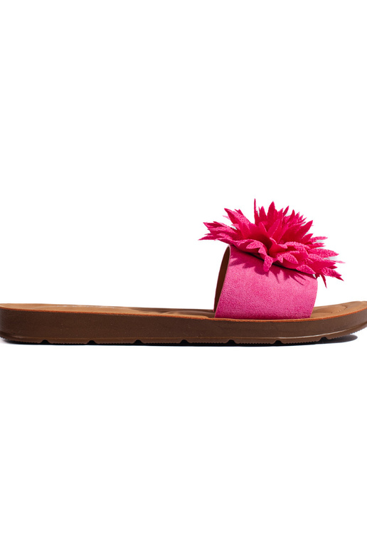 Chaussons femme fuchsia avec fleur