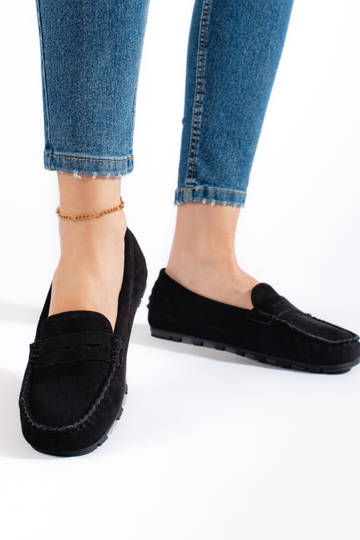 Mocassins en daim noir pour femme