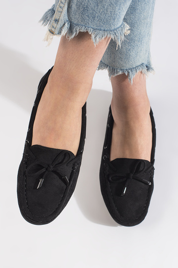 mocassins femme en daim noir 2