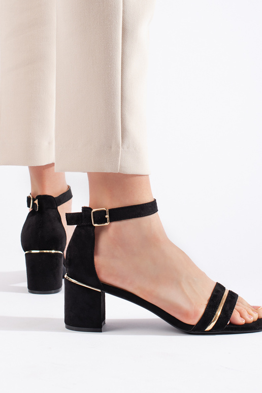 sandales à talons en daim noir