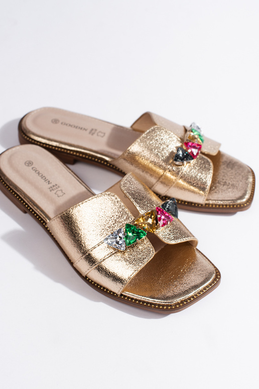 pantoufles dorées pantoufles dorées