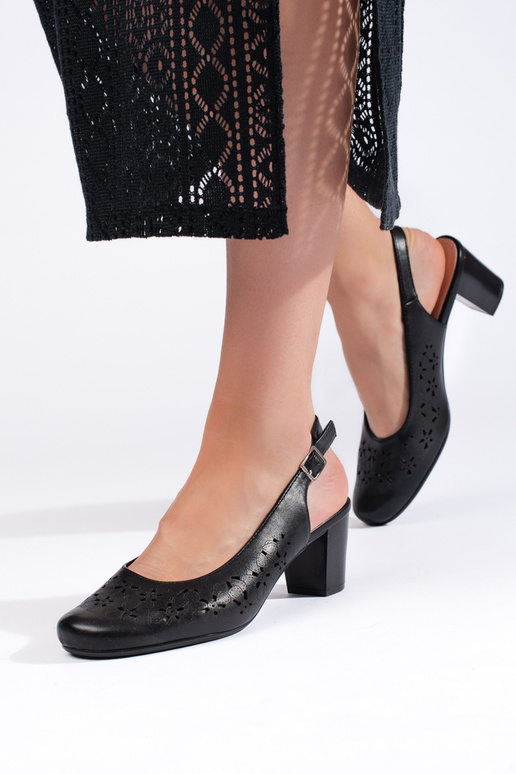 talons hauts noirs avec éléments ajourés