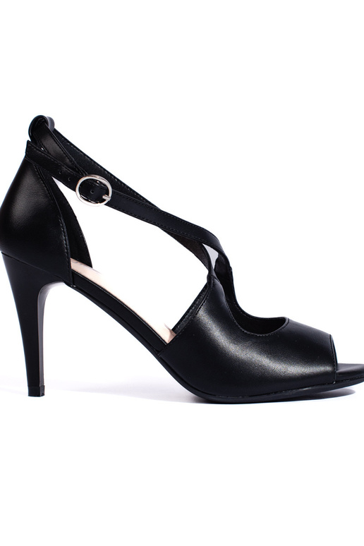 sandales noires à talon fin de Sergio...