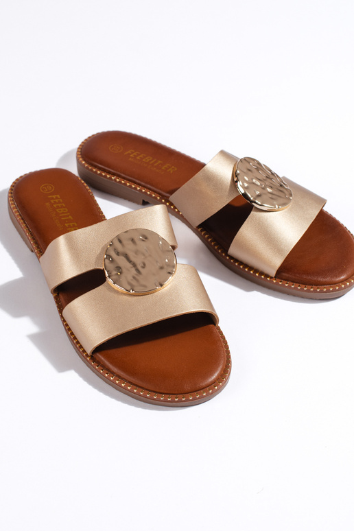 pantoufles dorées pantoufles dorées