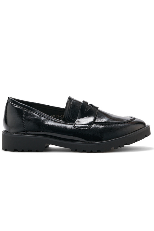 mocassins effet laqué de couleur noire