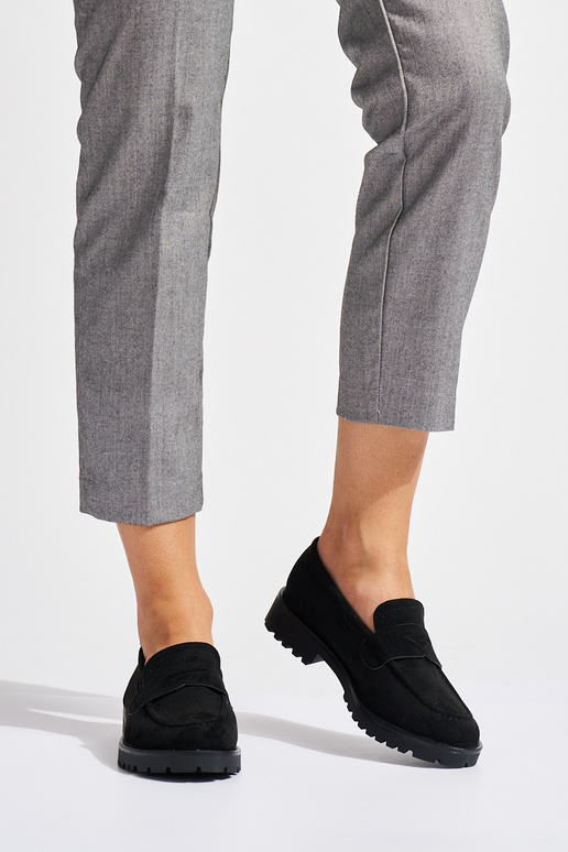 mocassins femme en daim noir