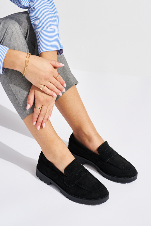 mocassins femme en daim noir