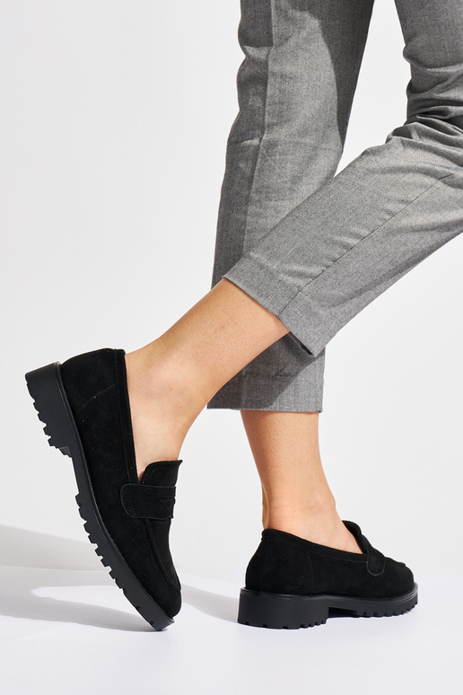 mocassins femme en daim noir