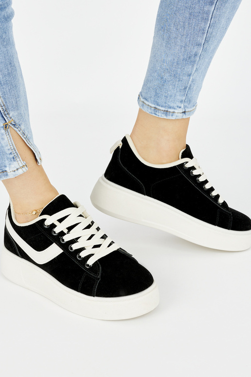 chaussures plateforme en daim noir...