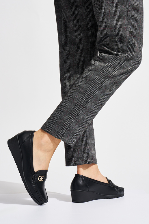 mocassins femme noirs avec boucles