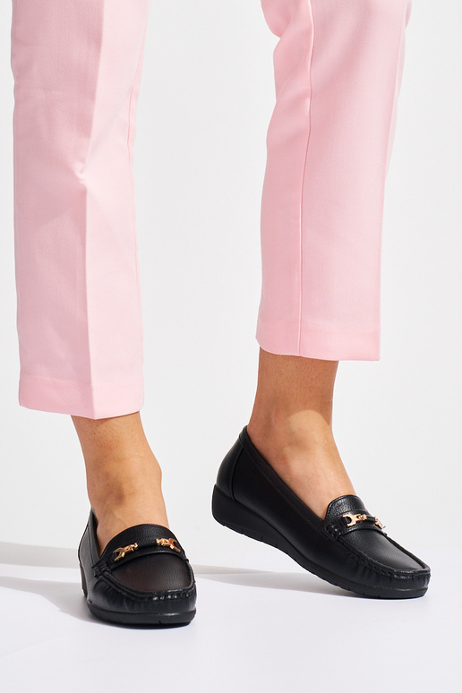 mocassins femme noirs ze zdobieniem