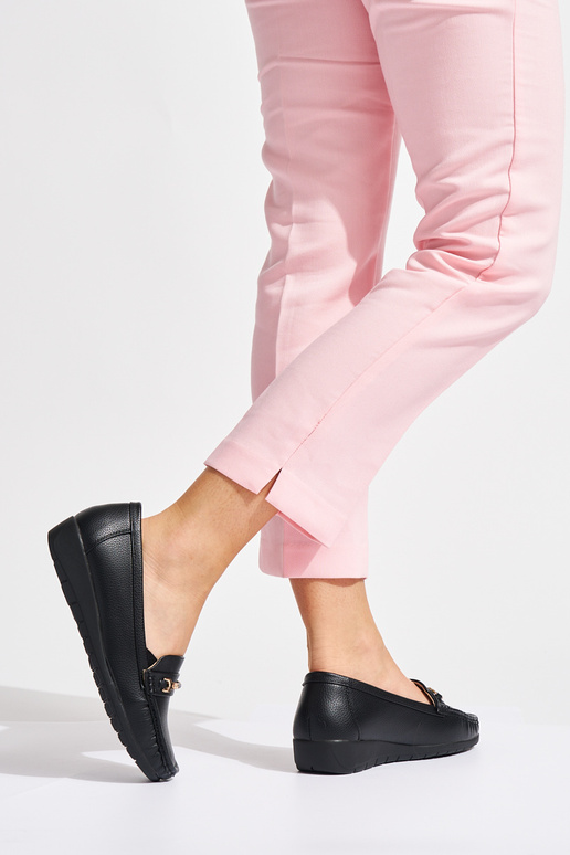 mocassins femme noirs ze zdobieniem