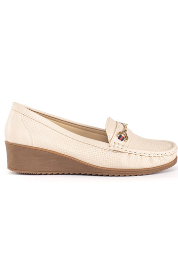 mocassins compensés crème
