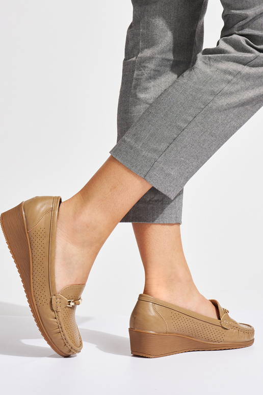 mocassins marron ajourés à cothurne bas