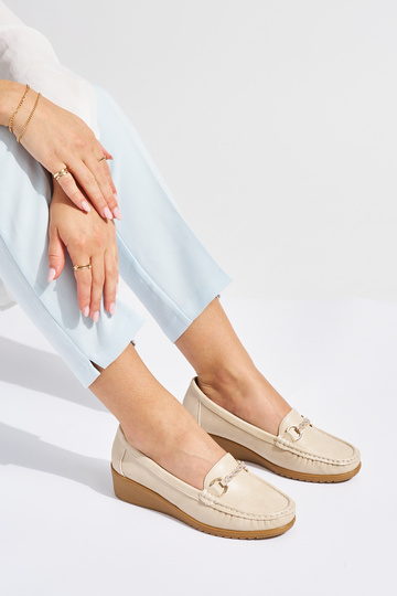 mocassins femme beiges sur... 2