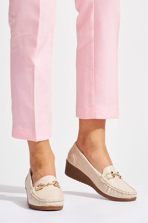 mocassins femme beiges à boucles mocassins femme beiges à boucles