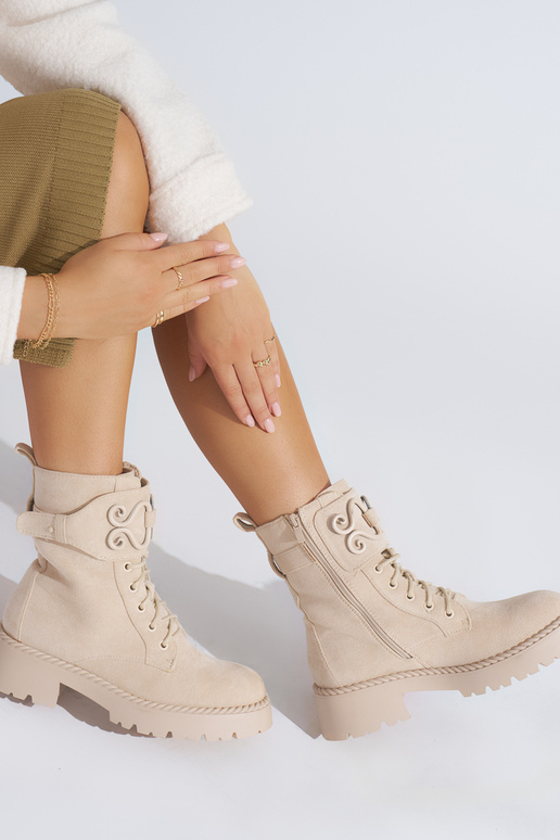 bottes femme en daim beige