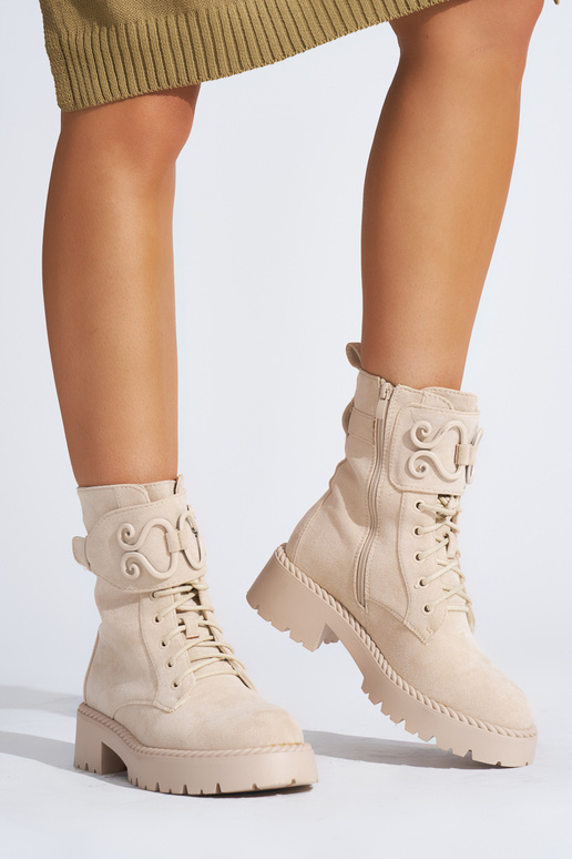bottes femme en daim beige