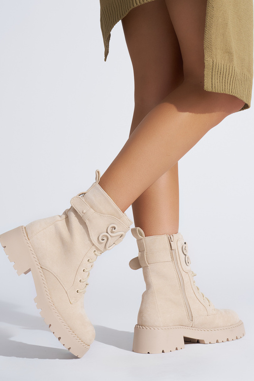 bottes femme en daim beige