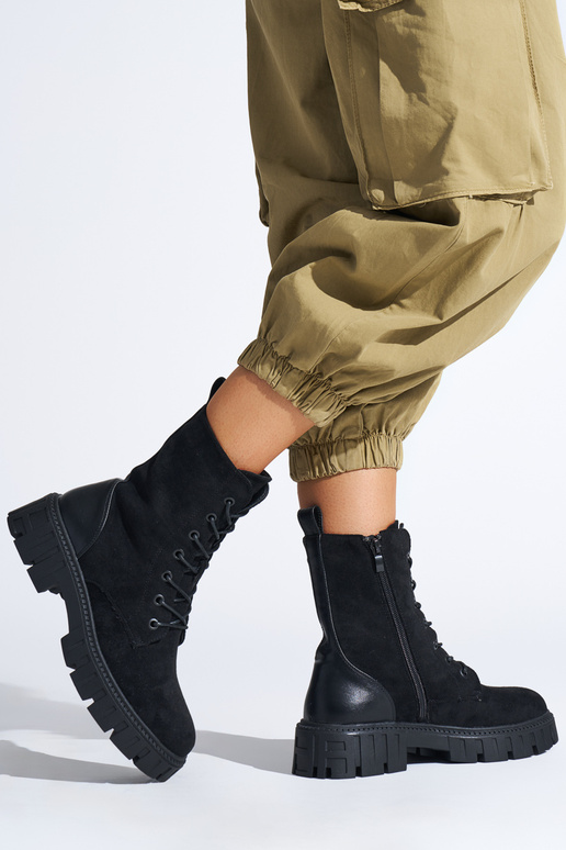 bottes noires à lacets pour femme