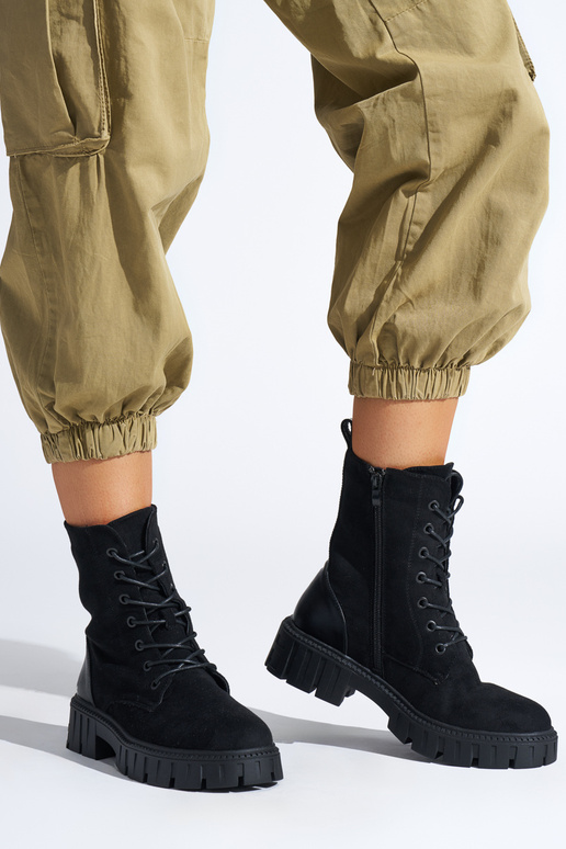 bottes noires à lacets pour femme