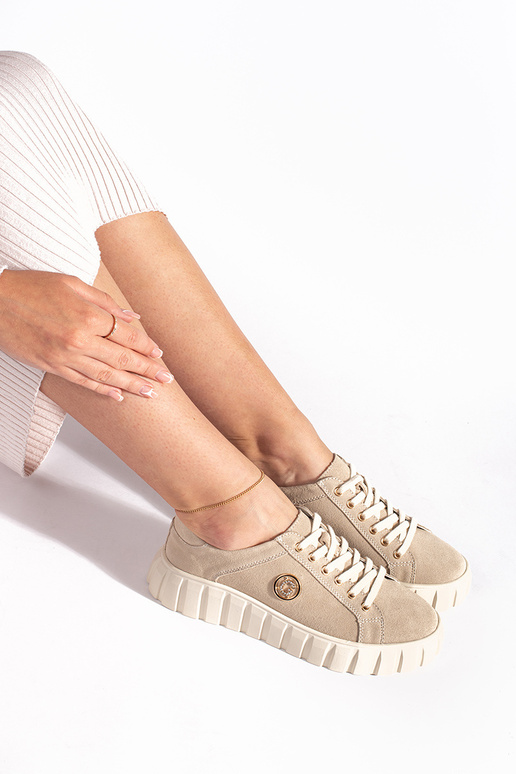 bottines ivoire à plateforme Cuir suédé bottines ivoire à plateforme Cuir suédé