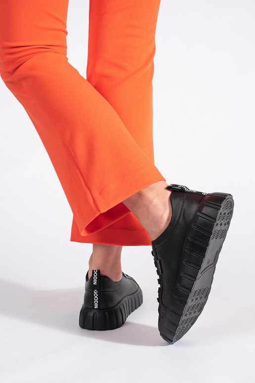 bottines en cuir noir à plateforme