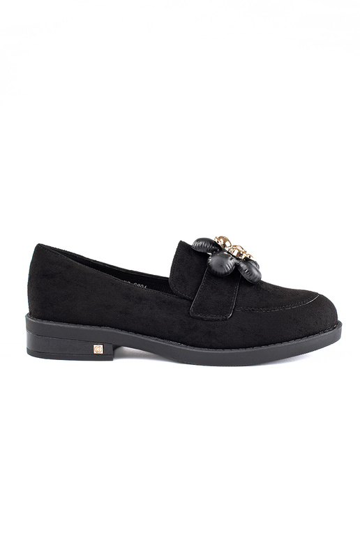 Mocassins femme en daim noir avec ours