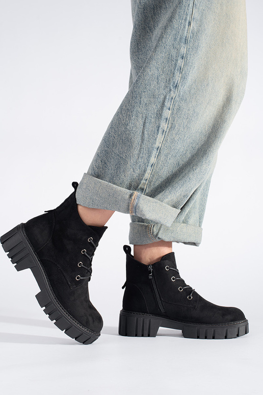 chaussures en daim à lacets noirs par...