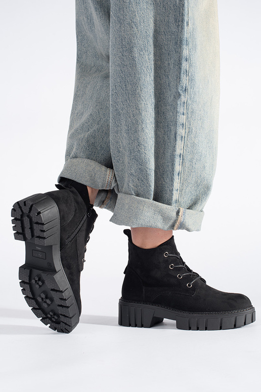 chaussures en daim à lacets noirs par...