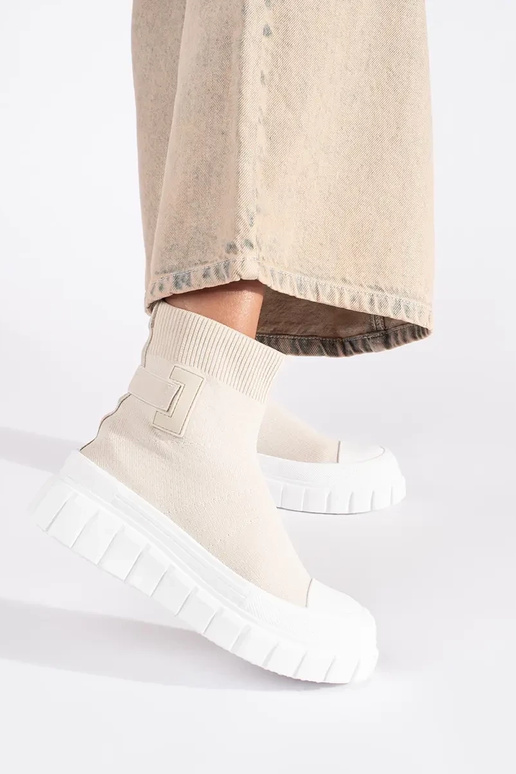 bottes hautes à plateforme ivoire