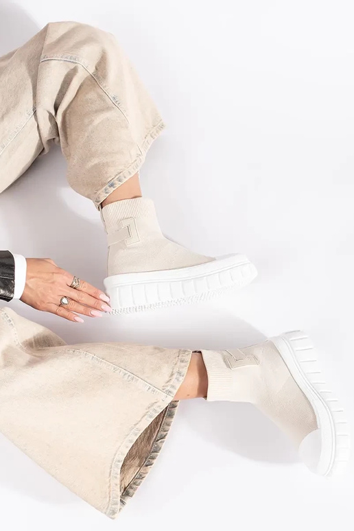 bottes hautes à plateforme ivoire