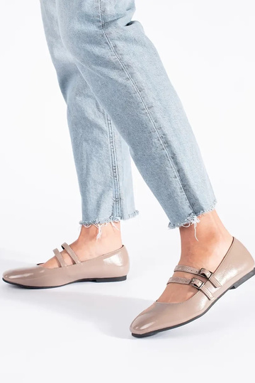 beige laqué ballerines avec... 2