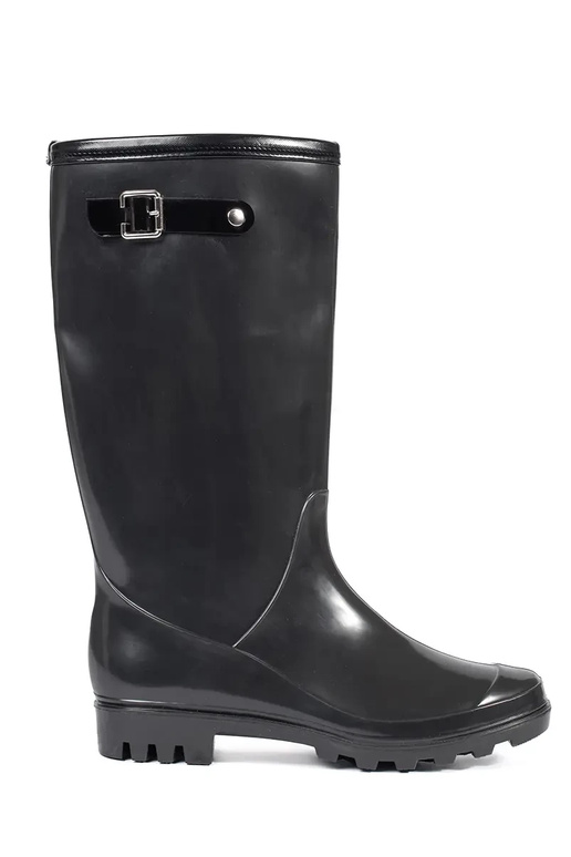 Bottes en caoutchouc verni noir