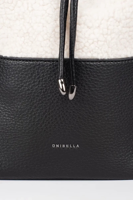 Sac à main noir élégant avec fourrure