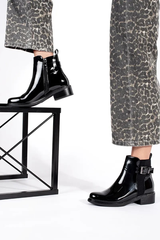 avec effet laqué noir Chaussures femme avec effet laqué noir Chaussures femme