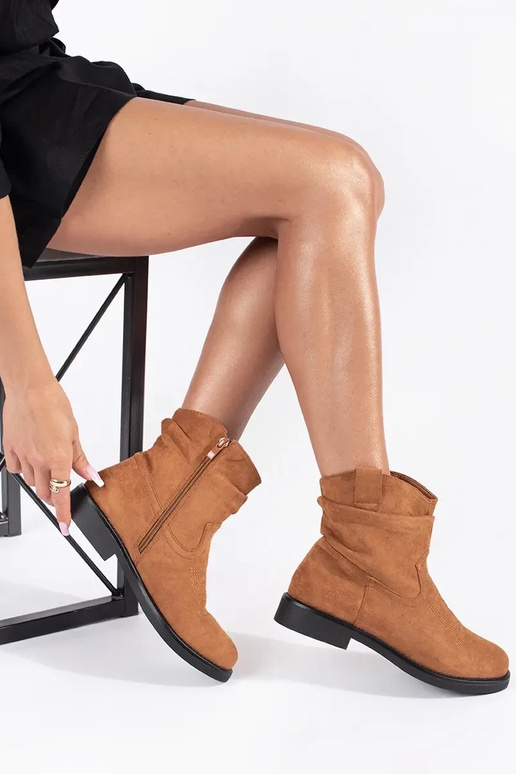 Bottes de cow-boy en daim marron pour...