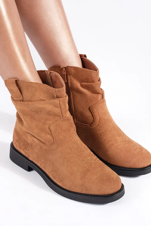 Bottes de cow-boy en daim marron pour...