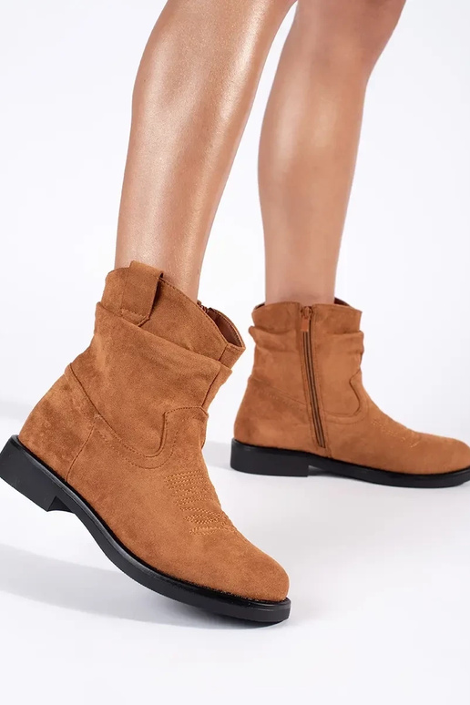 Bottes de cow-boy en daim marron pour...