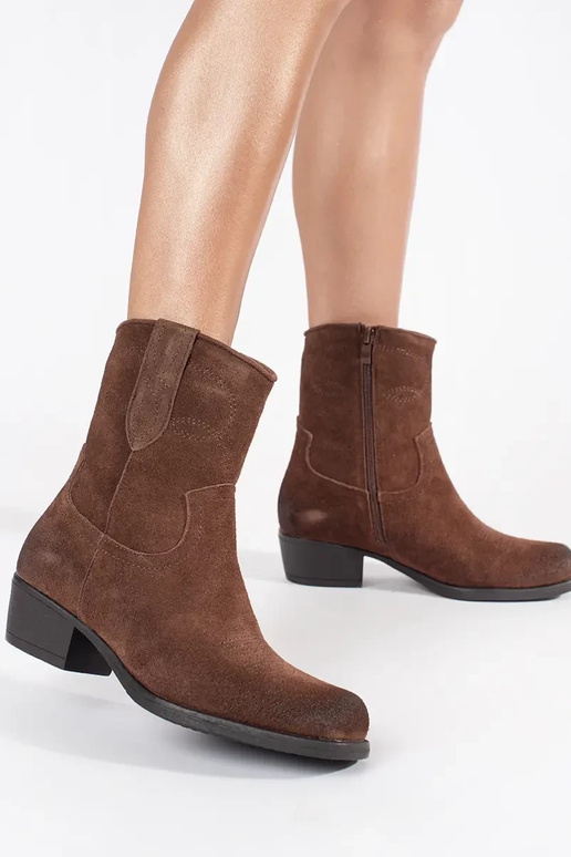 Bottes de cow-boy en cuir marron...