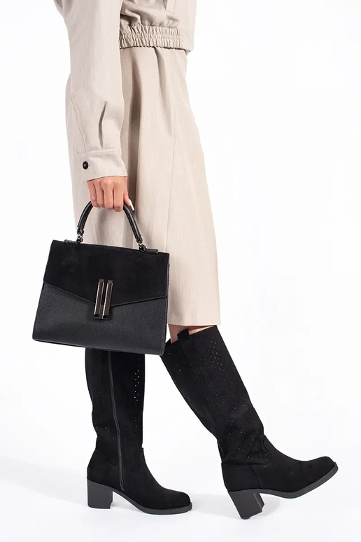 bottines en daim noir avec éléments...