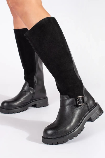 Bottes en cuir noir à... 2