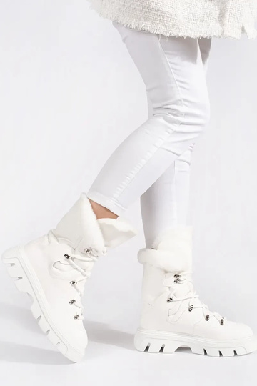couleur blanche lacé Bottes... 2