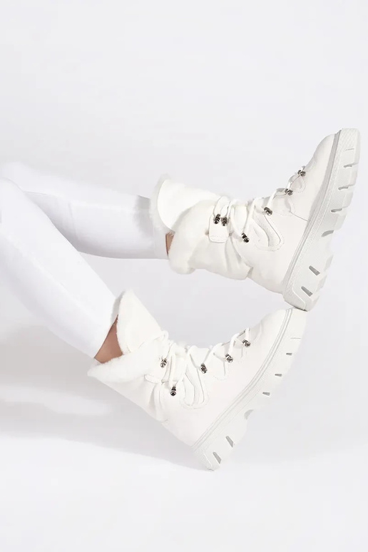 couleur blanche lacé Bottes de neige...