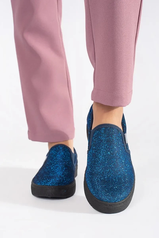 Chaussures à paillettes bleues slip on