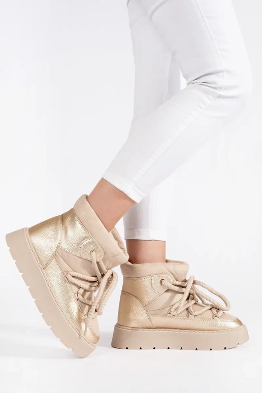 couleur ivoire lacé Bottes de neige... couleur ivoire lacé Bottes de neige...