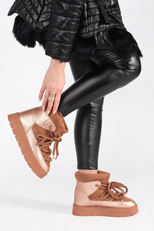 marron lacé Bottes de neige pour...