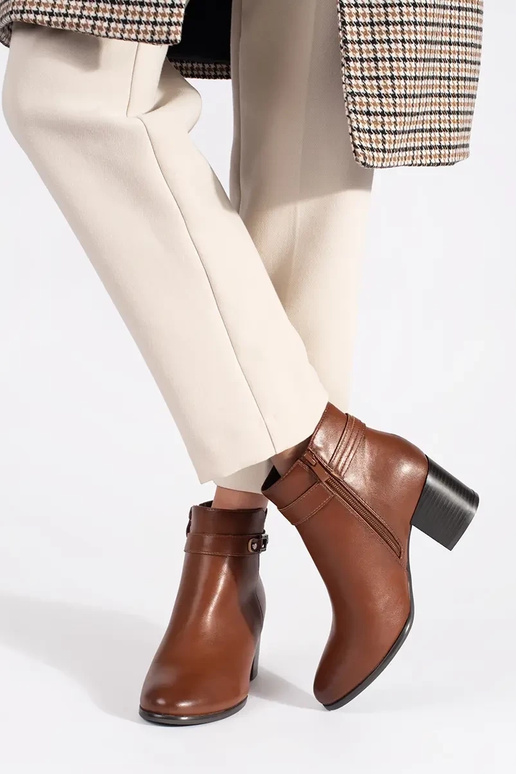 Bottines en cuir marron pour femmes à...