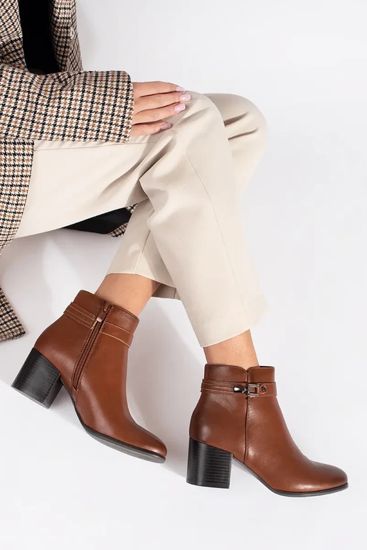 Bottines en cuir marron pour femmes à...